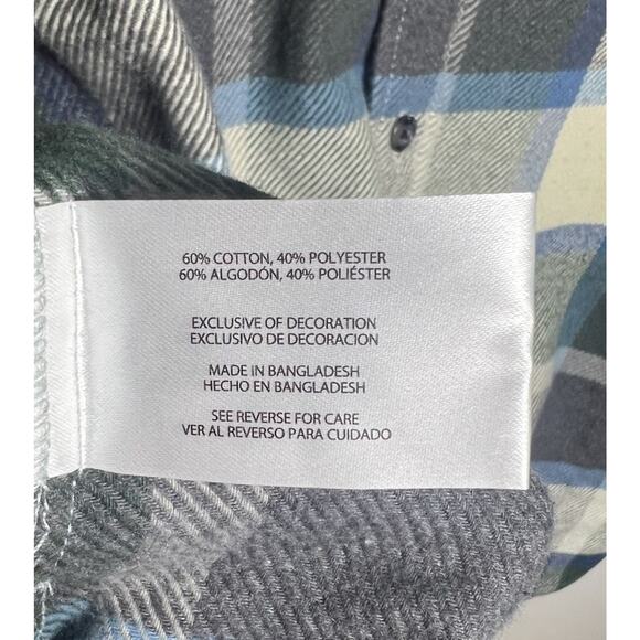 Orvis Heavyweight Flannel Shirt Shacket Pockets Green & Blue Plaid Size XL - Picture 8 of 12